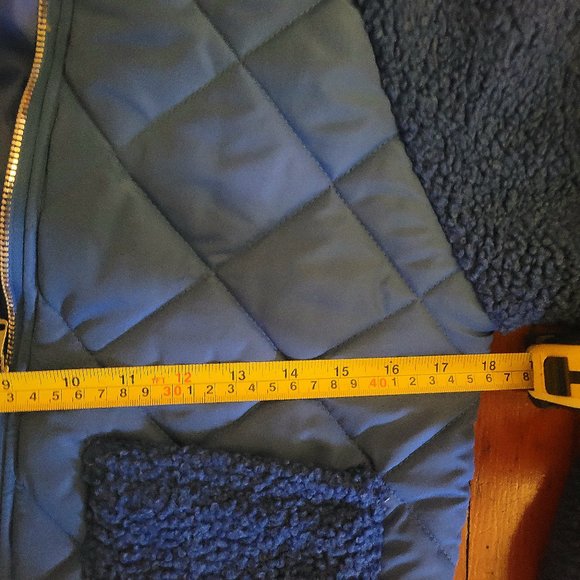 Cobalt Blue Mixed Material Teddy Coat Size M - Picture 4 of 8